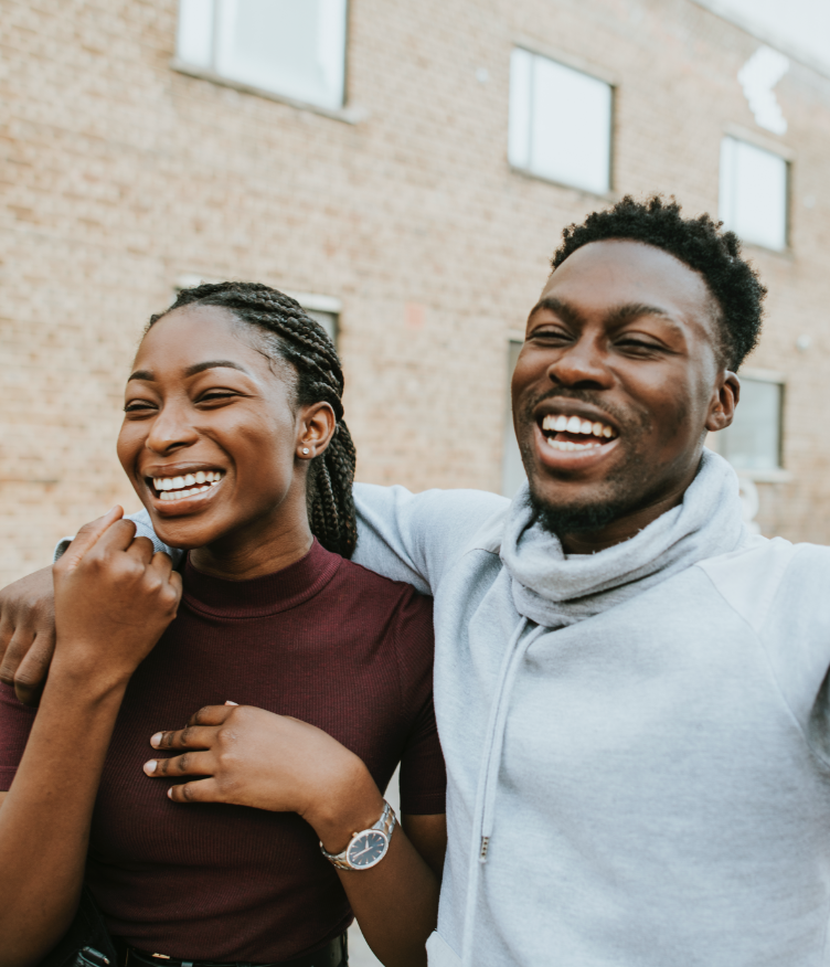 Couple walking down the street